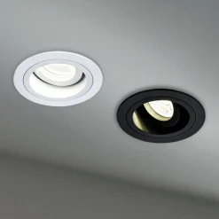 Akron innfellingslampe, justerbar, rund, svart