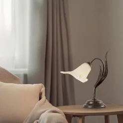 Alga bordlampe, 1 lyskilde, jern, glass, florentinsk