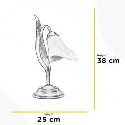 Alga bordlampe, 1 lyskilde, jern, glass, florentinsk