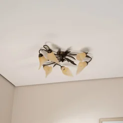 Alga taklampe, 6 lyskilder, jern, glass, florentinsk