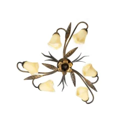 Alga taklampe, 6 lyskilder, jern, glass, florentinsk