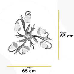 Alga taklampe, 6 lyskilder, jern, glass, florentinsk