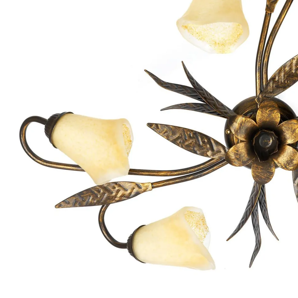 Alga taklampe, 6 lyskilder, jern, glass, florentinsk