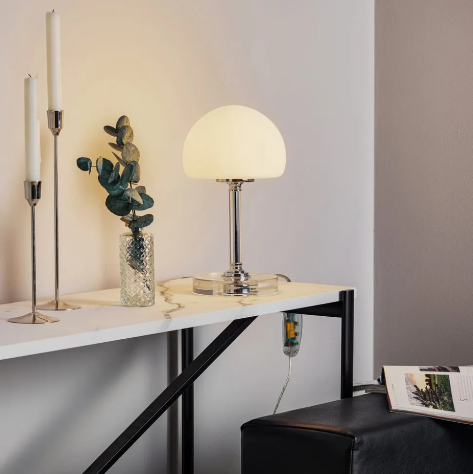 Ancilla - krom LED-bordlampe med dimmer