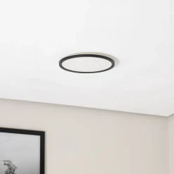 Aqua LED-panel, Ø 30 cm, svart, metall/plast, CCT dimbar