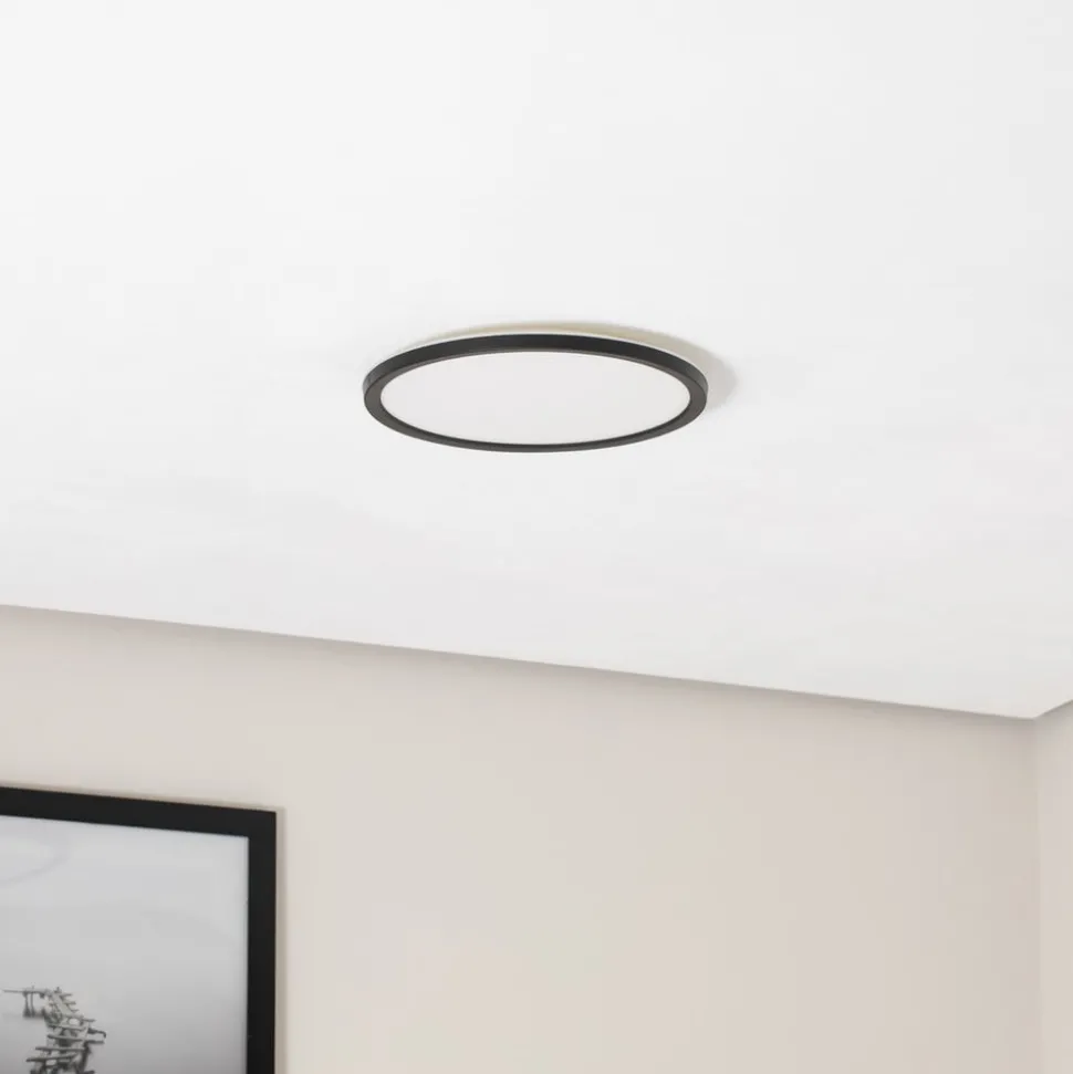 Aqua LED-panel, Ø 30 cm, svart, metall/plast, CCT dimbar