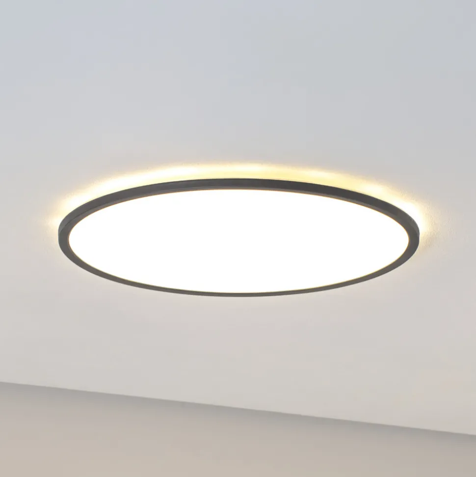 Aqua LED-panel, Ø 50 cm, svart, metall/plast, CCT dimbar