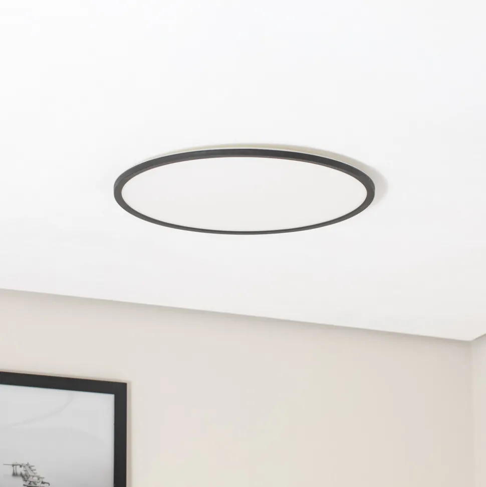 Aqua LED-panel, Ø 50 cm, svart, metall/plast, CCT dimbar