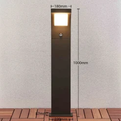 Arcchio Advik LED-veilampe, 100 cm, antrasitt, sensor, IP54