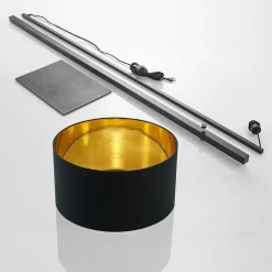 Arcchio buelampe Mossa, 200 cm, svart-gull, tekstil