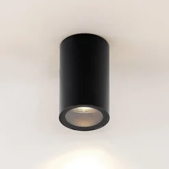 Arcchio downlight Olivir, svart, metall, Ø 6cm, GU10, IP44