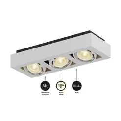 Arcchio downlight Ronka, 50 cm, 3 lyskilder, hvit, GU10