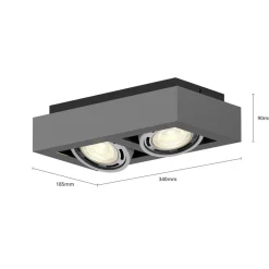Arcchio downlight Ronka, 34 cm, 2 lyskilder, grå, GU10