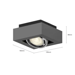 Arcchio downlight Ronka, grå, 19 cm x 19 cm, GU10