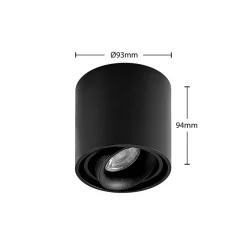 Arcchio downlight Walza, svart, metall, Ø 9,3 cm, GU10