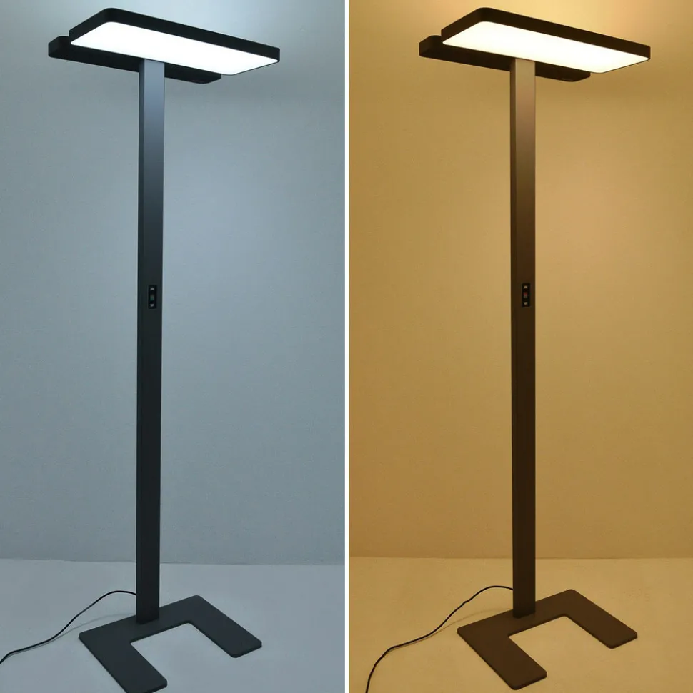 Arcchio gulvlampe til kontor Aila, svart, dagslyssensor