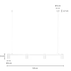 Arcchio hengelampe Brinja, hvit, 120 cm lang, 4 lyskilder, GU10