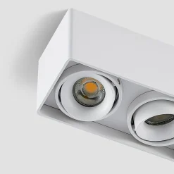 Arcchio Kubika downlight, 19 cm, hvit, 2 lyskilder, metall