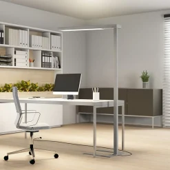 Arcchio LED-gulvlampe til kontor Susi, sølv, sensor, dimmer, CCT