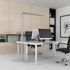 Arcchio LED-gulvlampe til kontor Susi, sett med 2, sølv, sensor