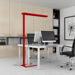 Arcchio LED-gulvlampe til kontor Susi, rød, sensor, berøringsdimmer