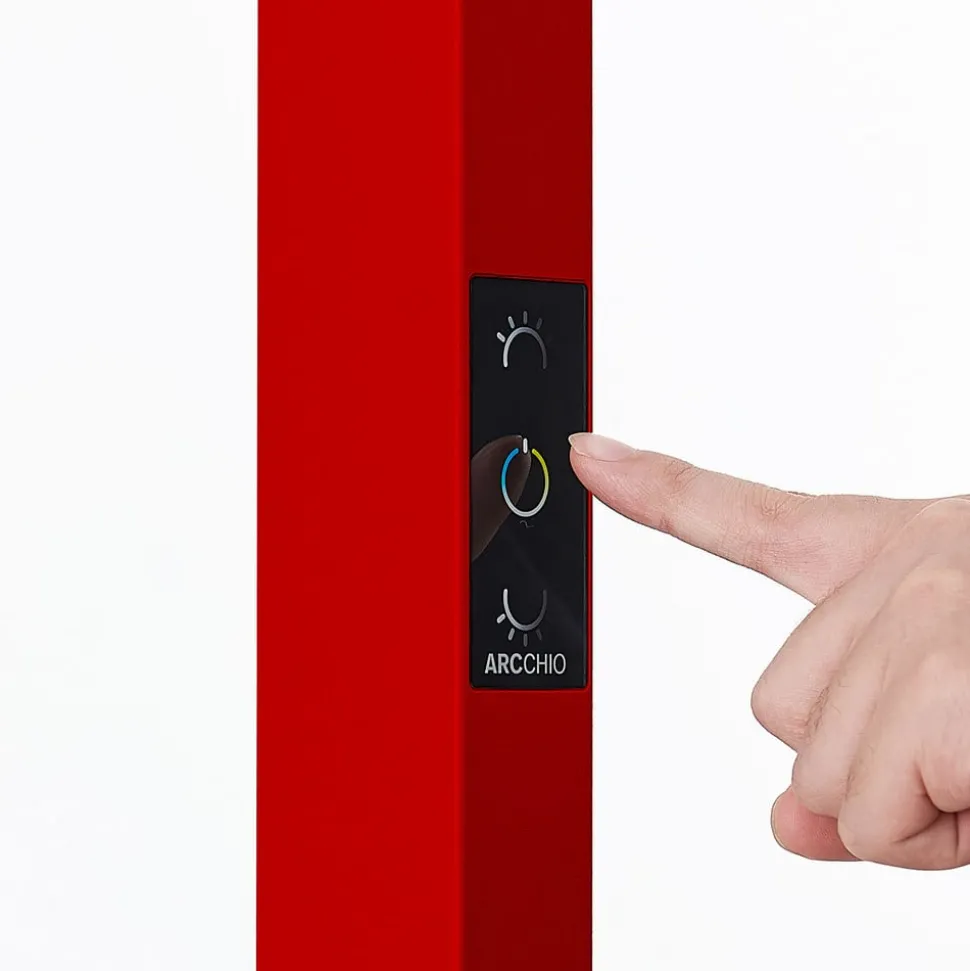 Arcchio LED-gulvlampe til kontor Susi, rød, sensor, berøringsdimmer