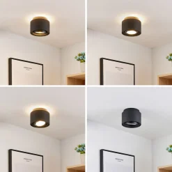 Arcchio taklampe Walisa, Ø 15 cm, svart, metall, GU10