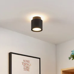 Arcchio taklampe Walisa, Ø 10 cm, svart, diffusor, GU10