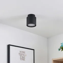 Arcchio taklampe Walisa, Ø 10 cm, svart, diffusor, GU10