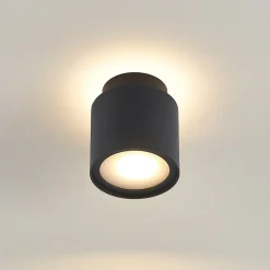 Arcchio taklampe Walisa, Ø 10 cm, svart, diffusor, GU10