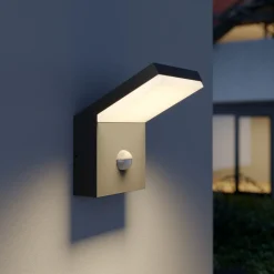 Arcchio utendørs LED-vegglampe Yolena, sensor, antrasitt, aluminium