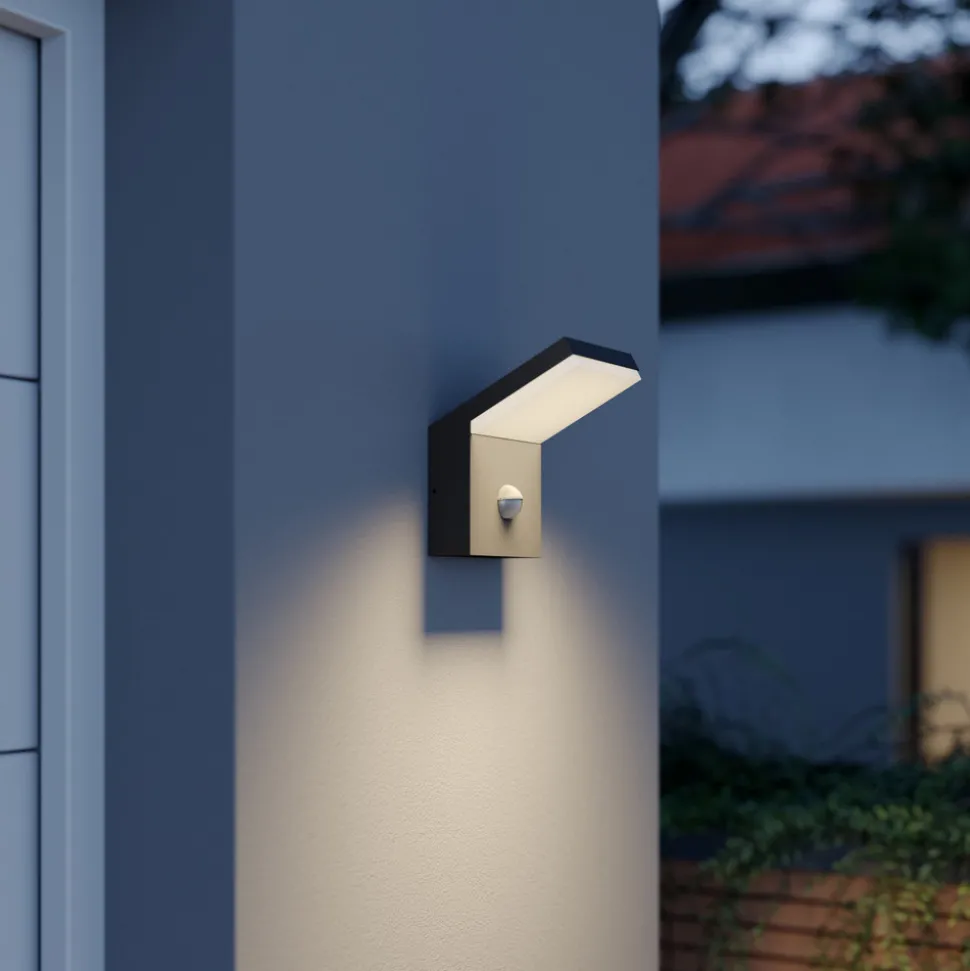 Arcchio utendørs LED-vegglampe Yolena, sensor, antrasitt, aluminium