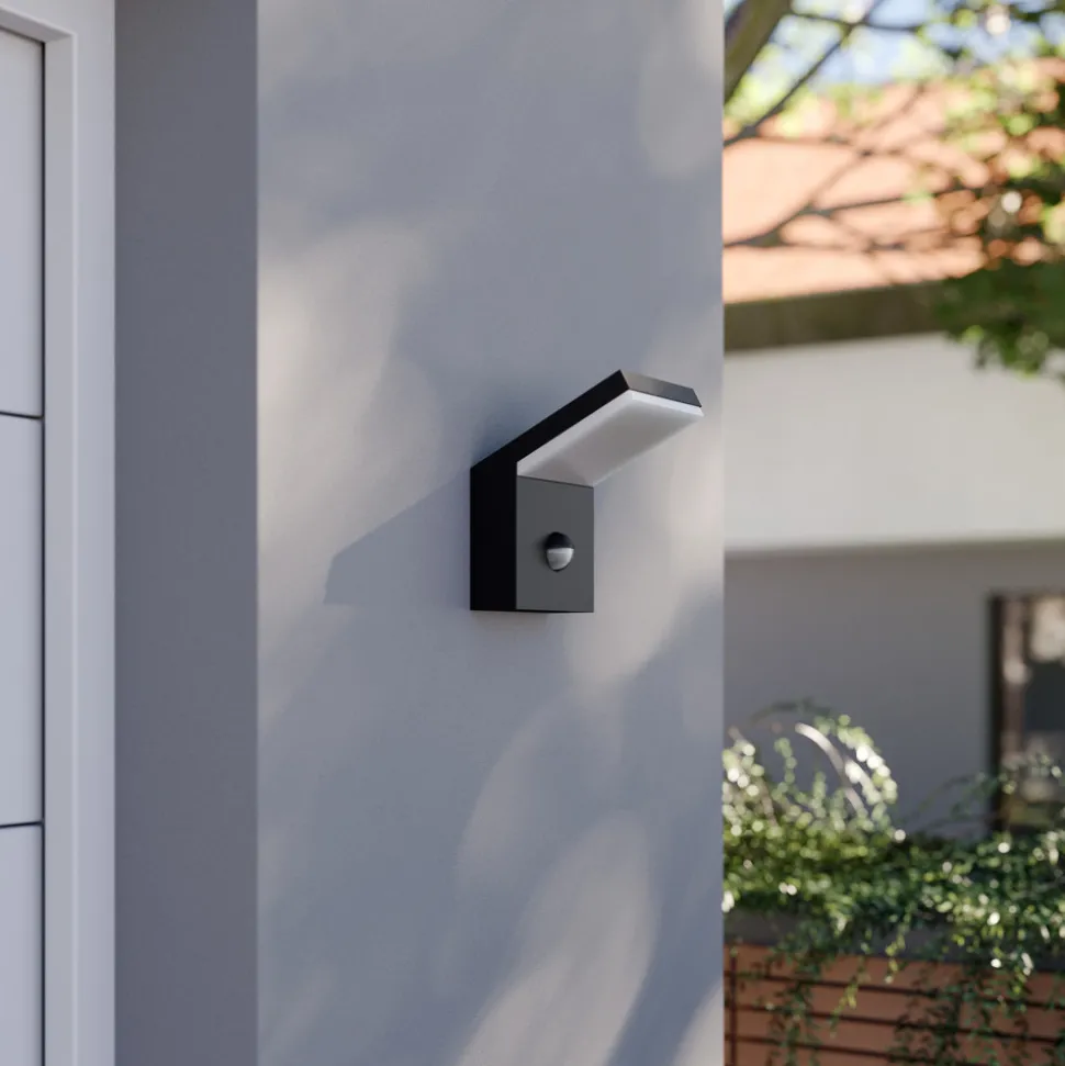 Arcchio utendørs LED-vegglampe Yolena, sensor, antrasitt, aluminium