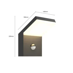 Arcchio utendørs LED-vegglampe Yolena, sensor, antrasitt, aluminium