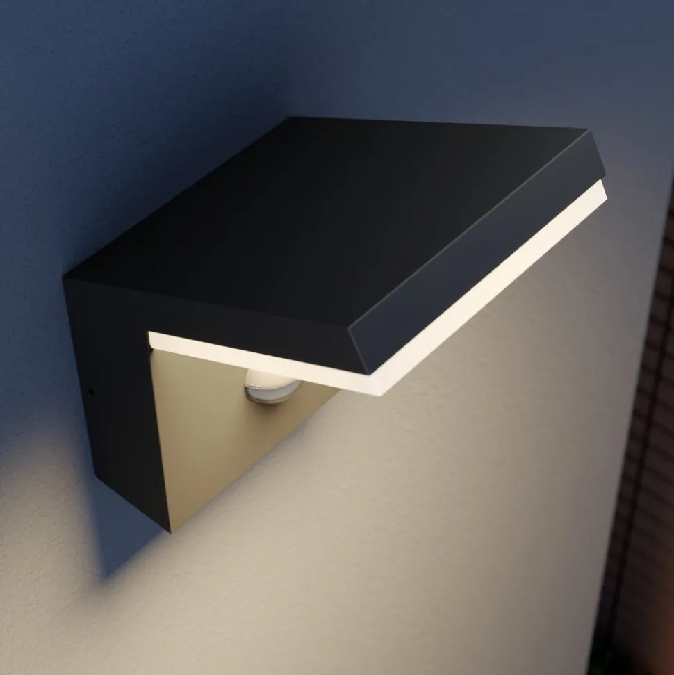 Arcchio utendørs LED-vegglampe Yolena, sensor, antrasitt, aluminium