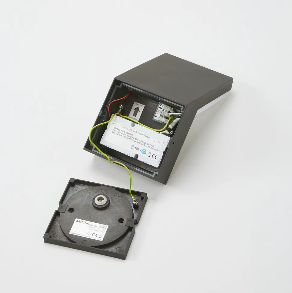 Arcchio utendørs LED-vegglampe Yolena, sensor, antrasitt, aluminium