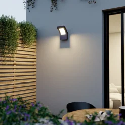 Arcchio utendørs LED-vegglampe Advik, IP65, antrasitt, metall