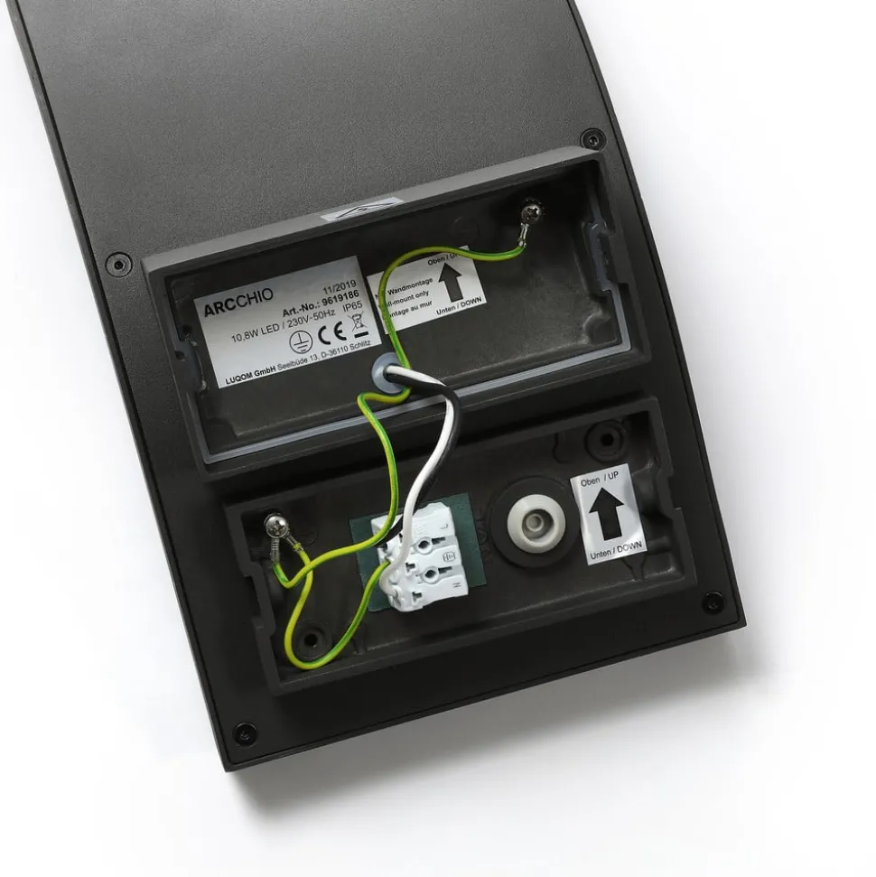 Arcchio utendørs LED-vegglampe Advik, IP65, antrasitt, metall