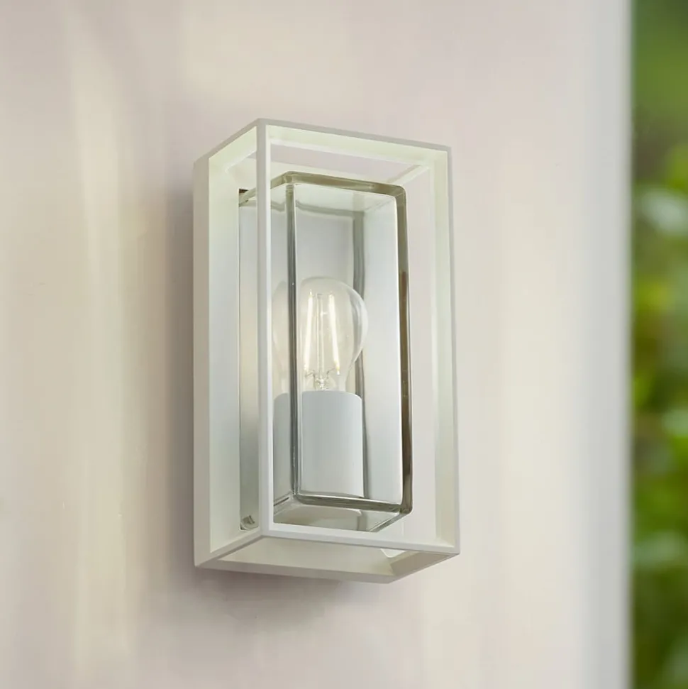 Arcchio utendørs vegglampe Ismera, hvit, IP65, glass, E27