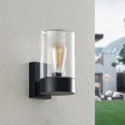 Arcchio utendørs vegglampe Liljana, svart, 21 cm, IP65, glass