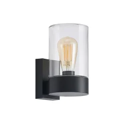 Arcchio utendørs vegglampe Liljana, svart, 21 cm, IP65, glass