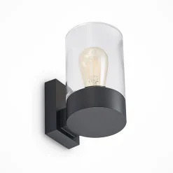 Arcchio utendørs vegglampe Liljana, svart, 21 cm, IP65, glass