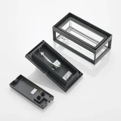 Arcchio utendørs vegglampe Ismera, antrasitt/klar, IP65, glass