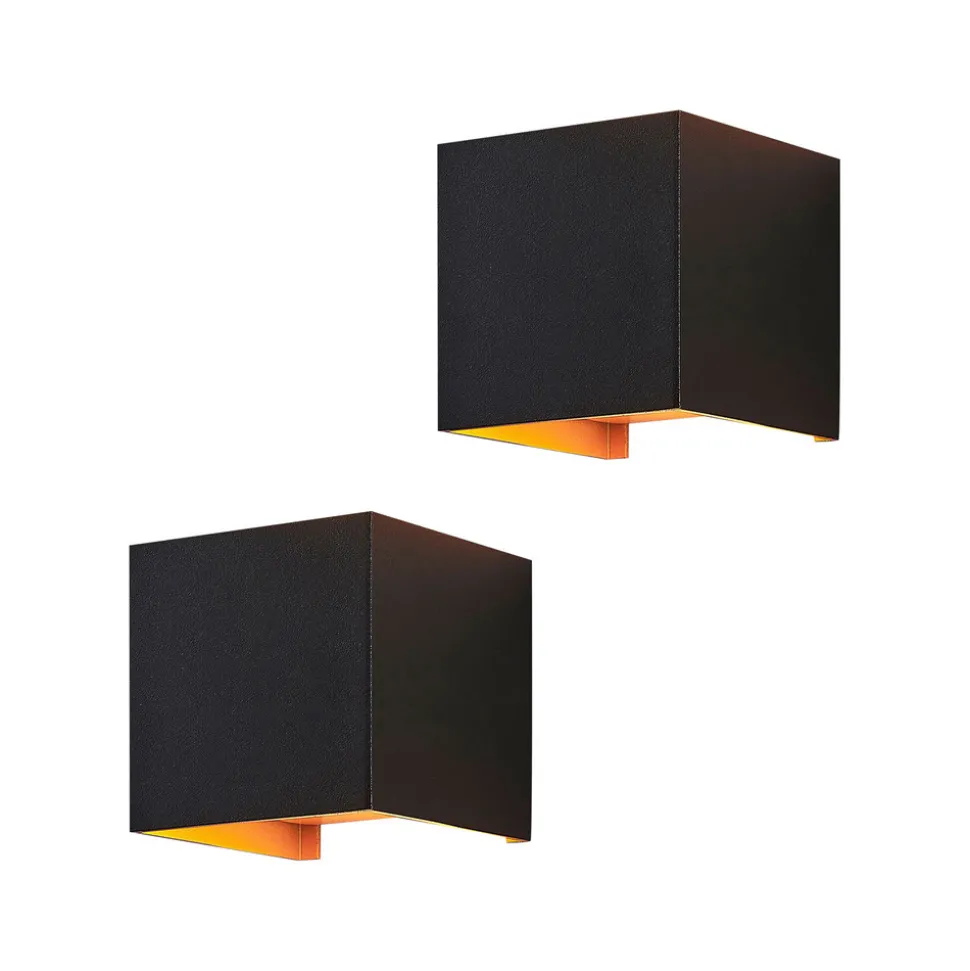 Arcchio vegglampe Zuzana, sett med 2 stk, svart-gull, G9, 10 cm