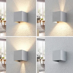 Arcchio vegglampe Zuzana, kantet, aluminiumsfarget, G9, 10 cm