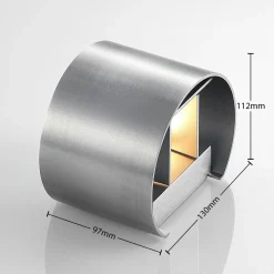 Arcchio vegglampe Zuzana, rund, aluminiumsfarget, G9, 13 cm bred