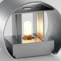 Arcchio vegglampe Zuzana, rund, aluminiumsfarget, G9, 13 cm bred