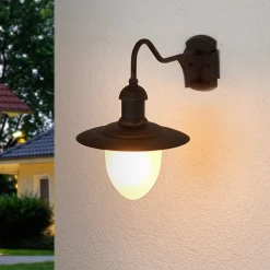 Aruba utendørs vegglampe, Ø 25 cm, rustbrun