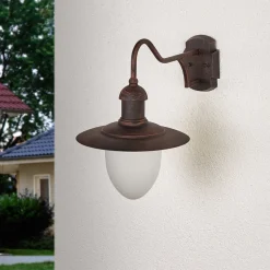 Aruba utendørs vegglampe, Ø 25 cm, rustbrun