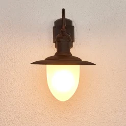 Aruba utendørs vegglampe, Ø 25 cm, rustbrun